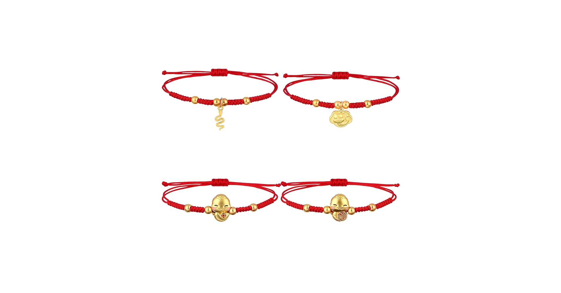 ❤限定復刻!DeerDeer父謹製2025年Bracelet❤✨️ Youdaju 4 Pcs Chinese New Year of Snake 2025 New Year Red